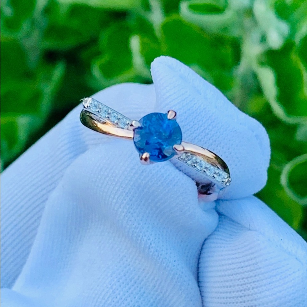 18.00CTW Natural Tanzanite & CZ Ring in 925 Silver | Gold Plated | Size 7 / 7.5 - Picture 5 of 5